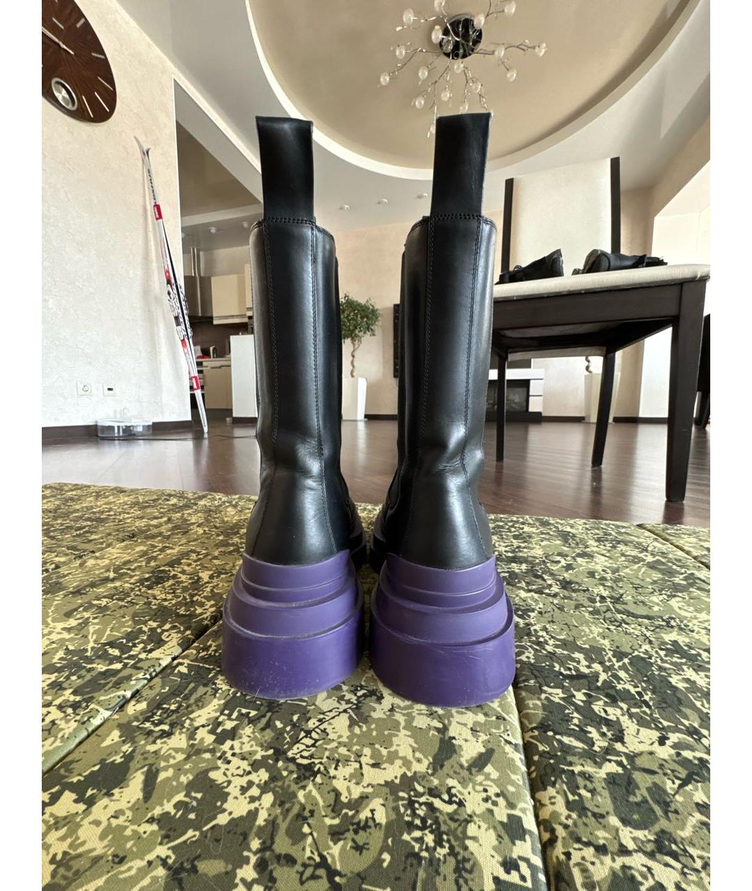 BOTTEGA VENETA Черные кожаные высокие ботинки, фото 4