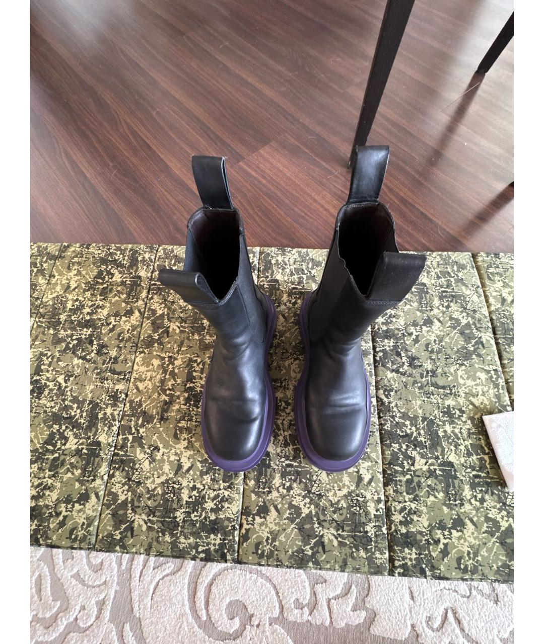 BOTTEGA VENETA Черные кожаные высокие ботинки, фото 3