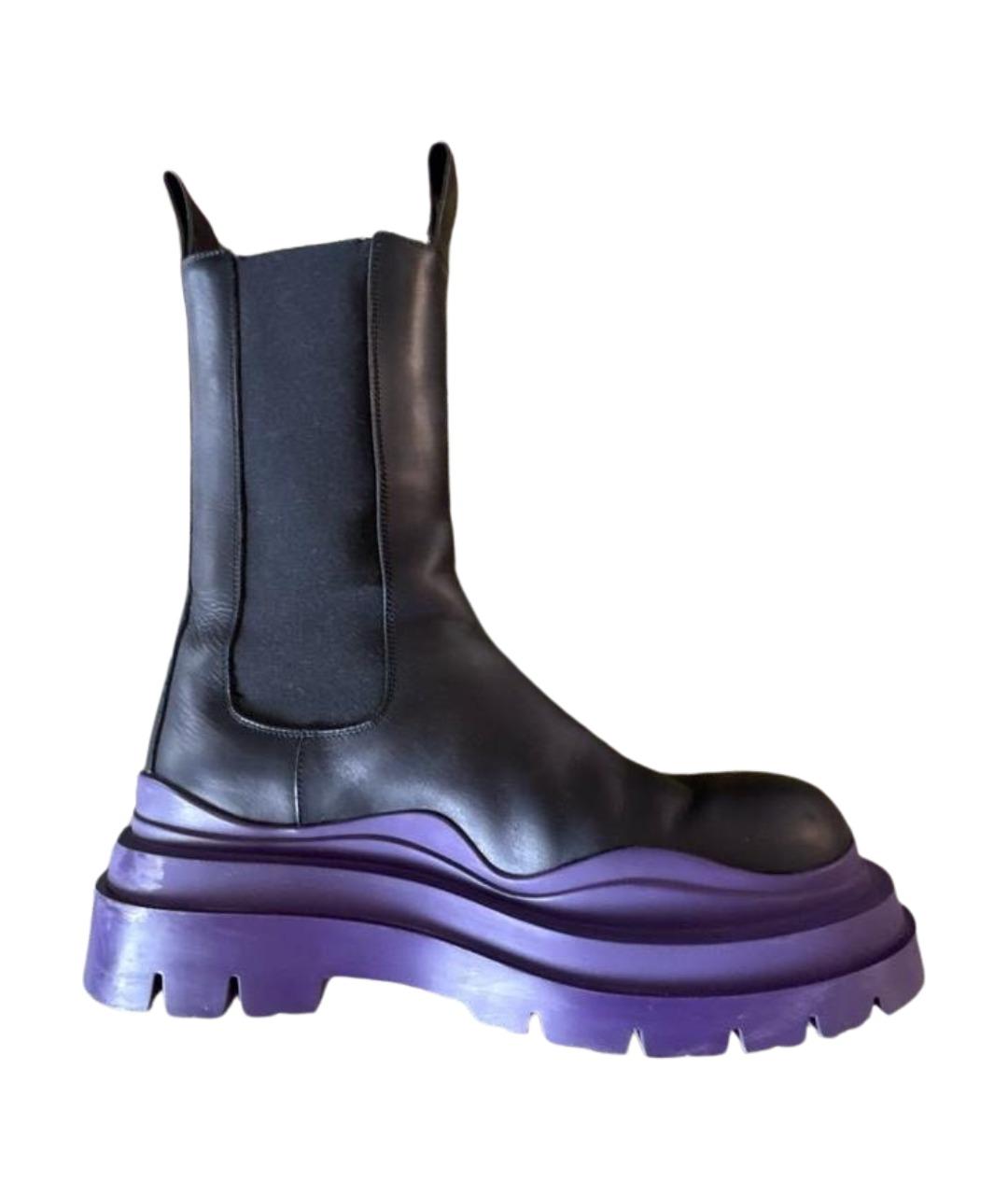 BOTTEGA VENETA Черные кожаные высокие ботинки, фото 1