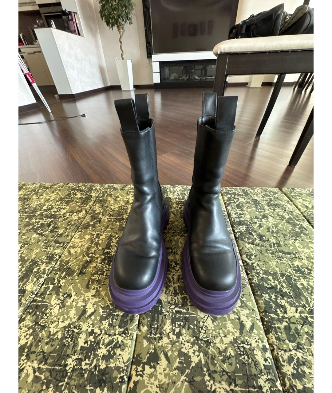 BOTTEGA VENETA Черные кожаные высокие ботинки, фото 2