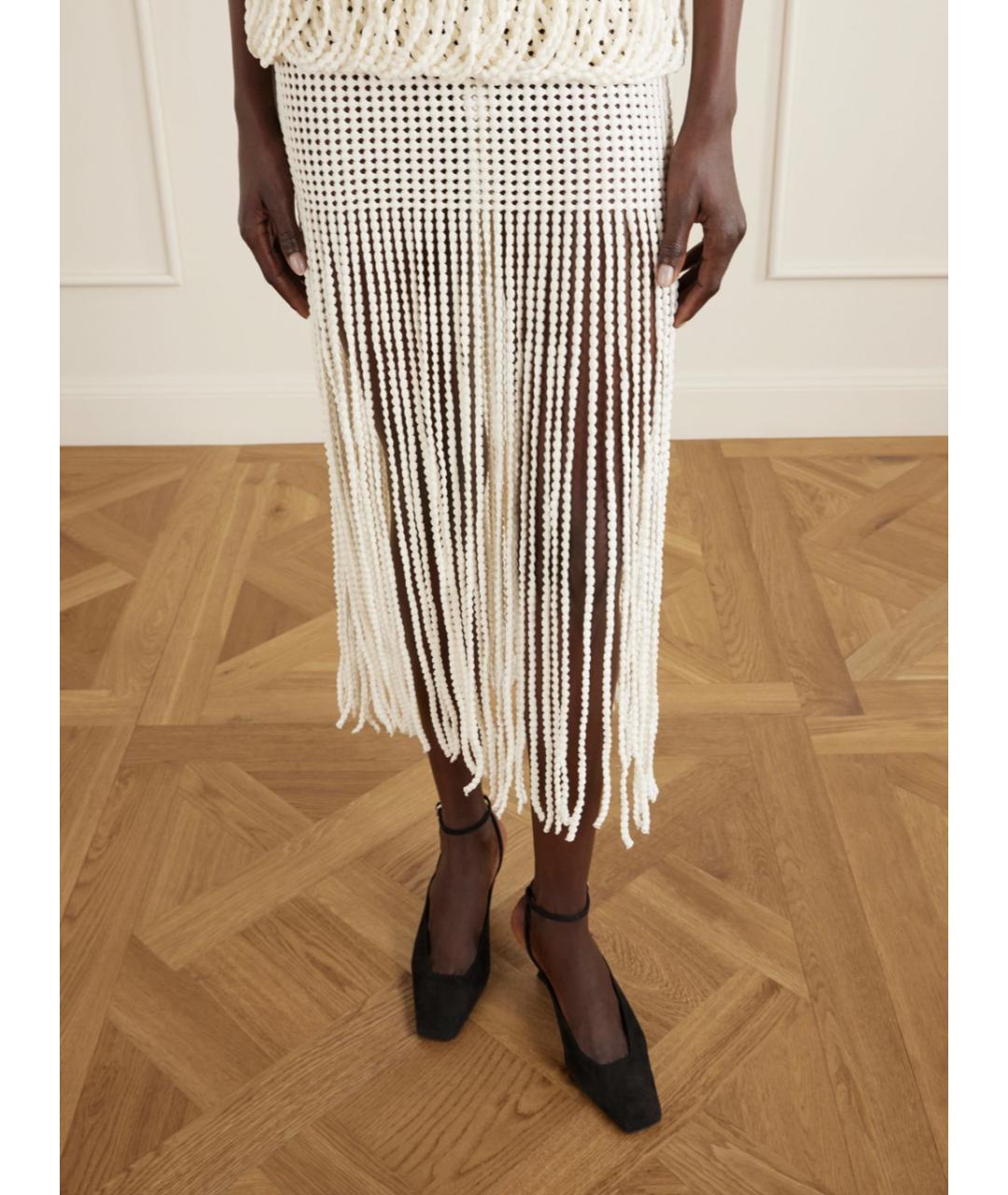 ALAIA Белая вискозная юбка миди, фото 4