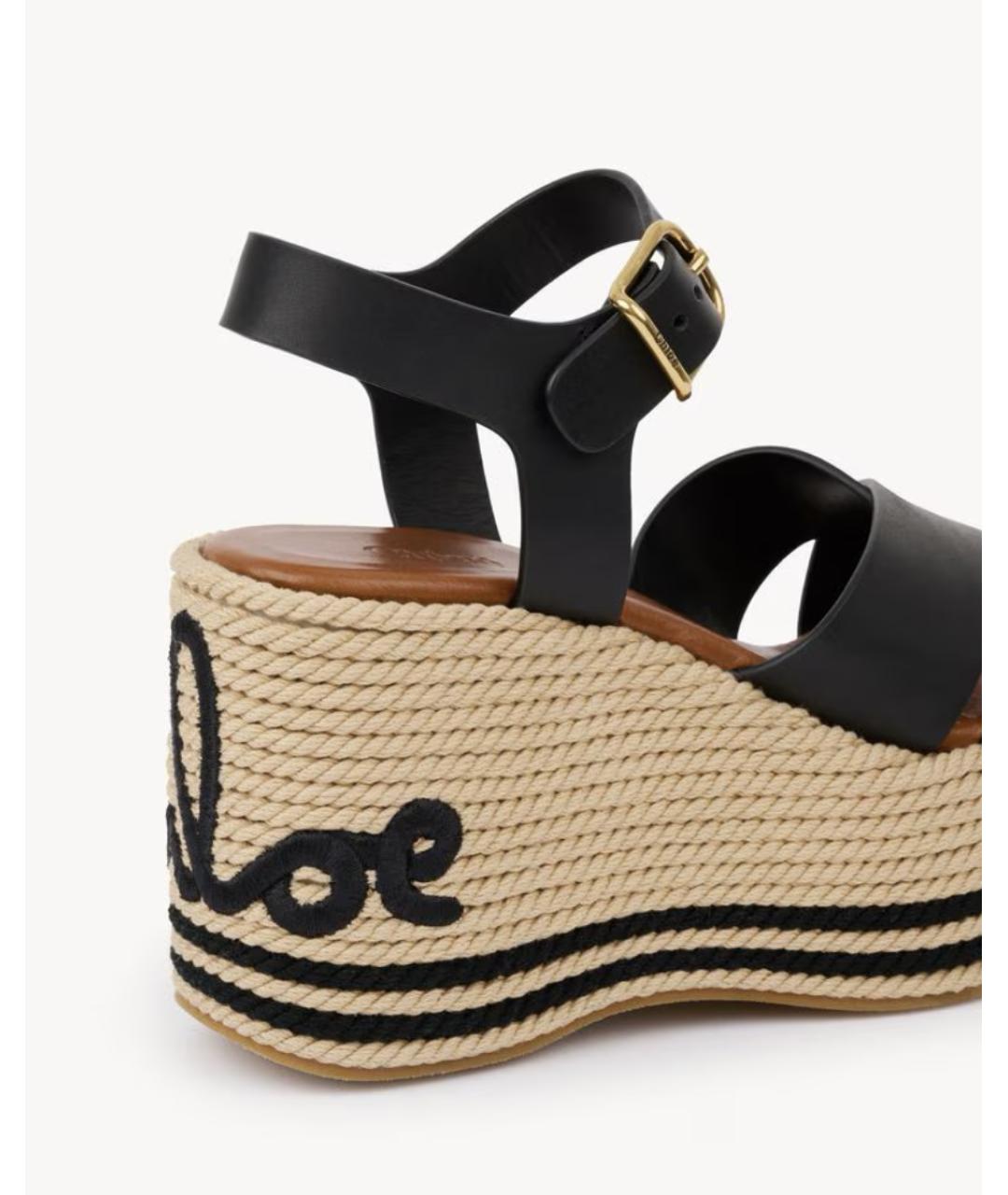 CHLOE Черные кожаные босоножки, фото 4