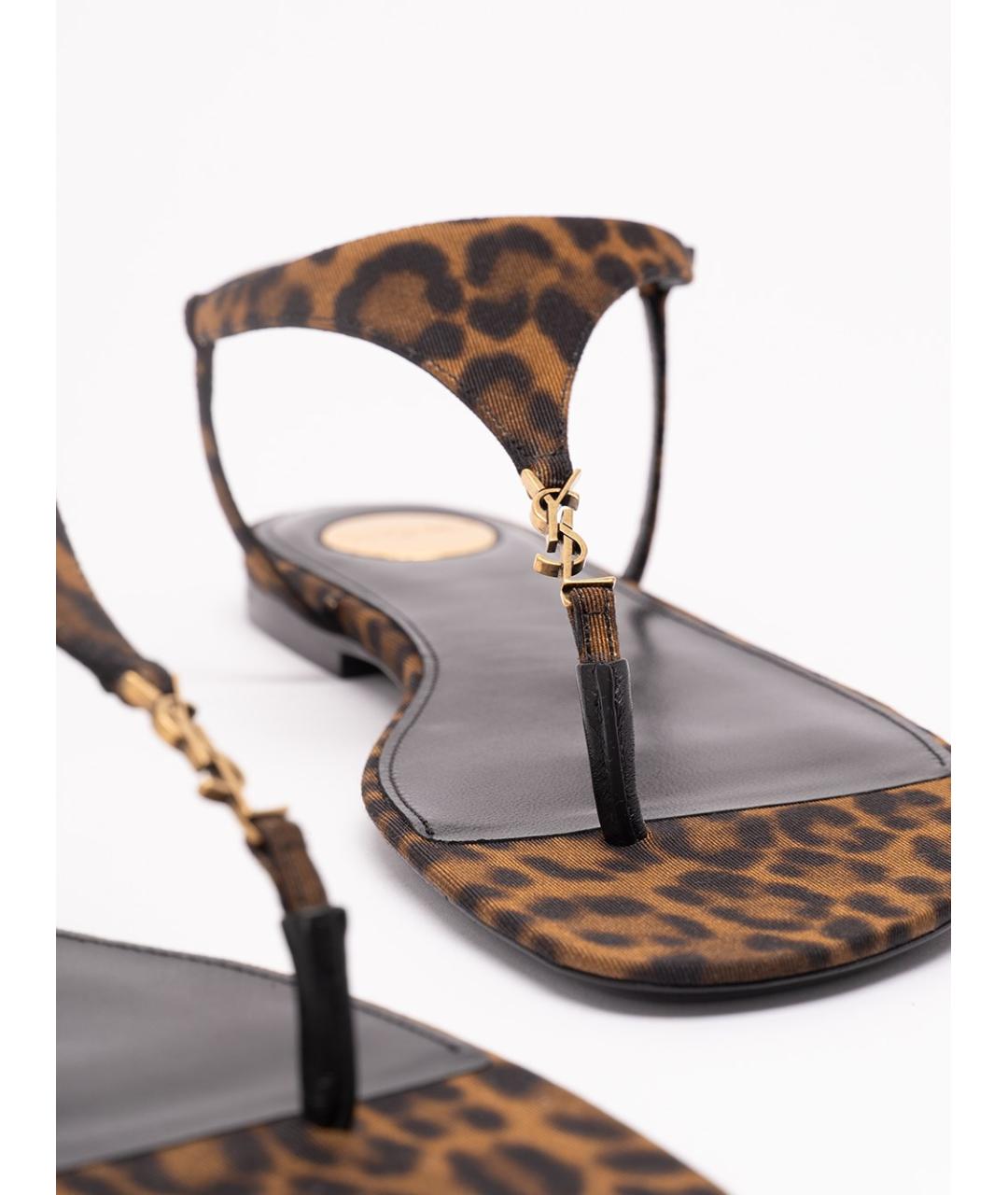 SAINT LAURENT Мульти текстильные босоножки, фото 5