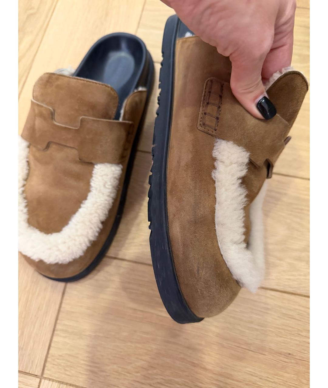 HERMES Коричневые замшевые мюли, фото 4
