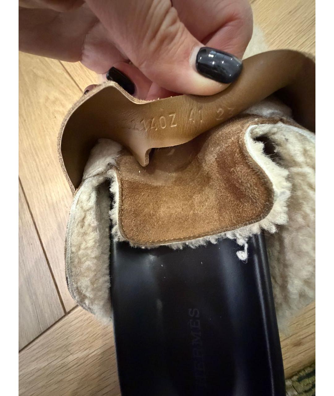 HERMES Коричневые замшевые мюли, фото 5