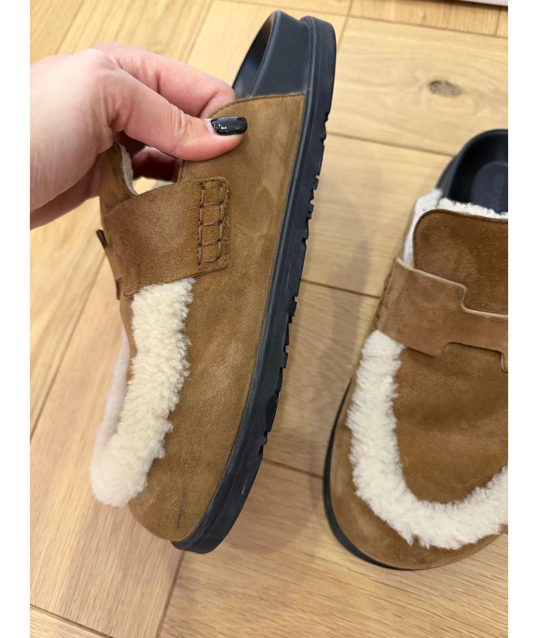 HERMES Коричневые замшевые мюли, фото 3