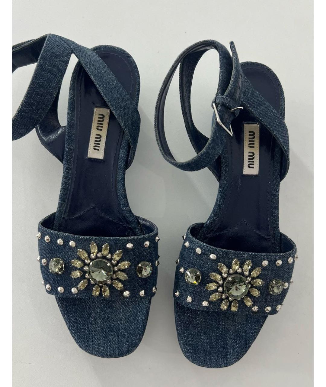 MIU MIU Темно-синие босоножки, фото 3