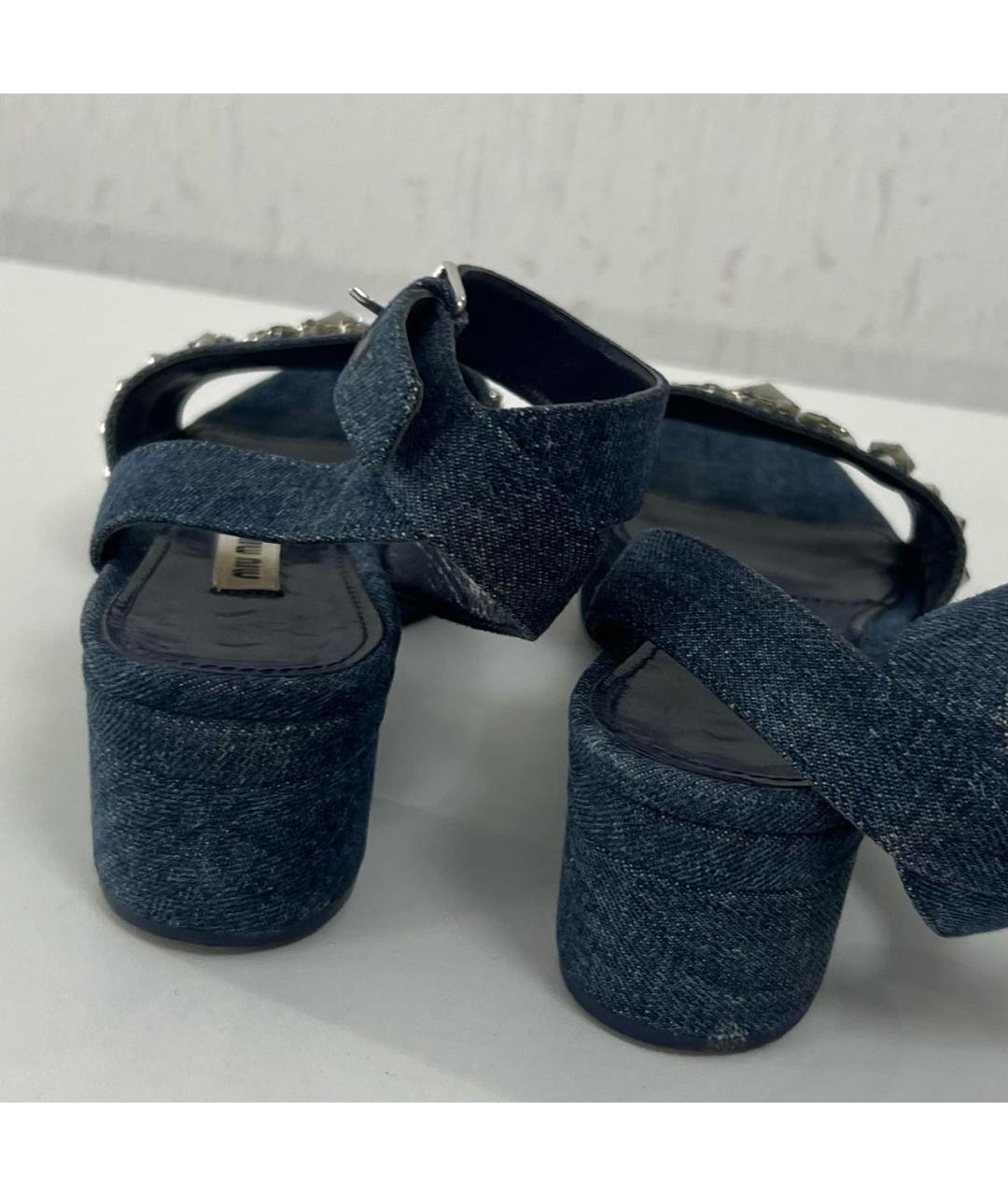 MIU MIU Темно-синие босоножки, фото 4