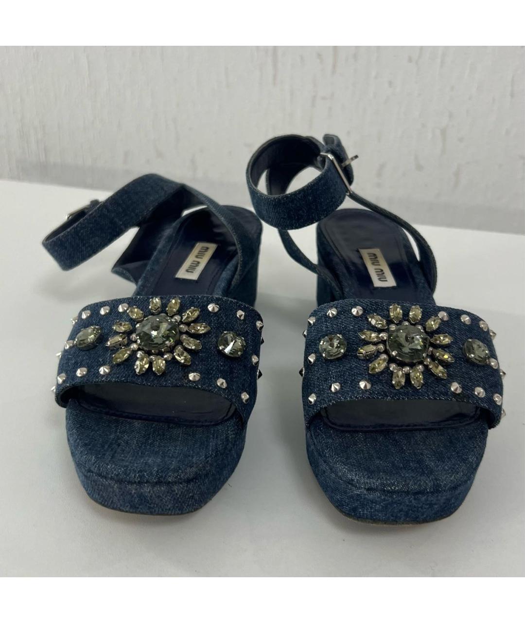 MIU MIU Темно-синие босоножки, фото 2
