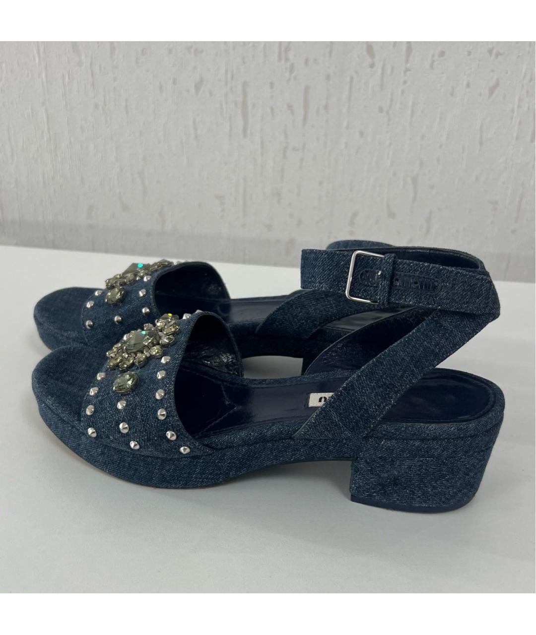 MIU MIU Темно-синие босоножки, фото 5