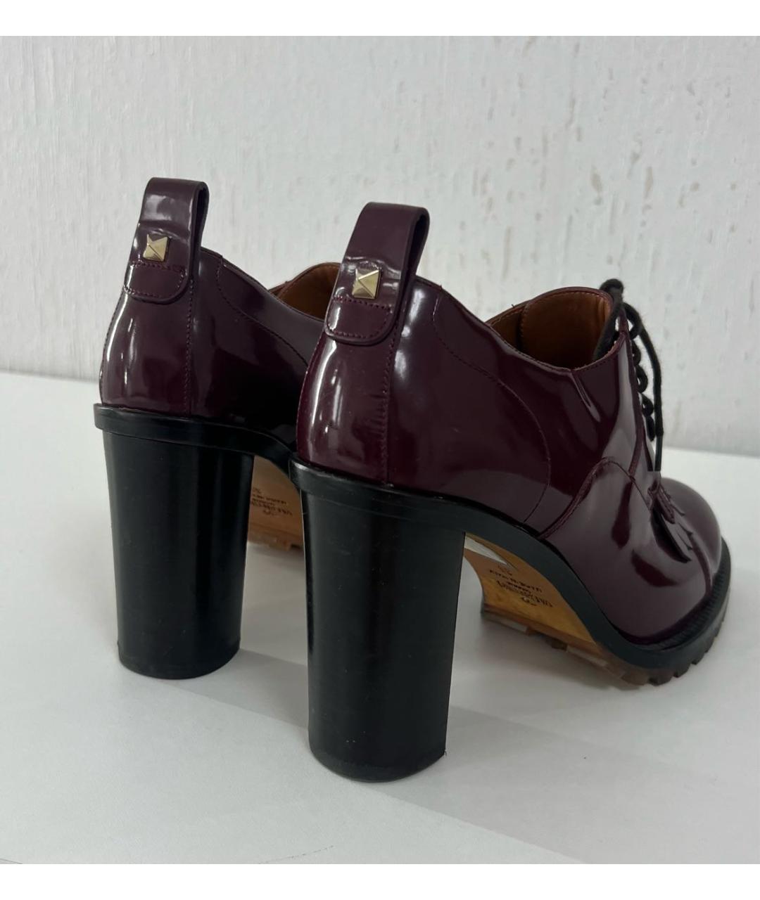 VALENTINO Бордовые кожаные ботильоны, фото 4
