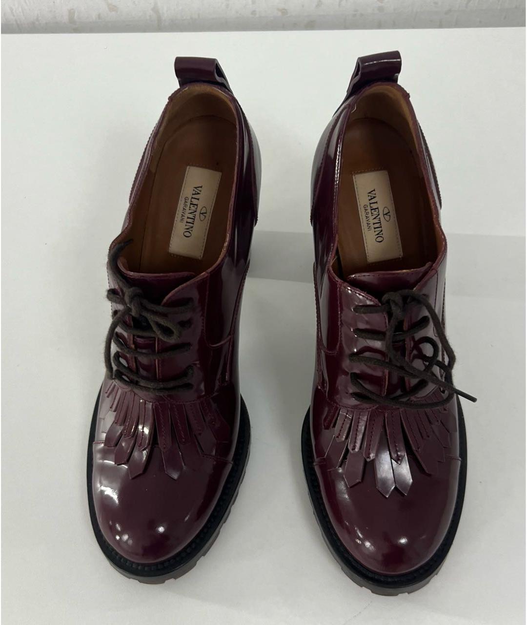 VALENTINO Бордовые кожаные ботильоны, фото 3