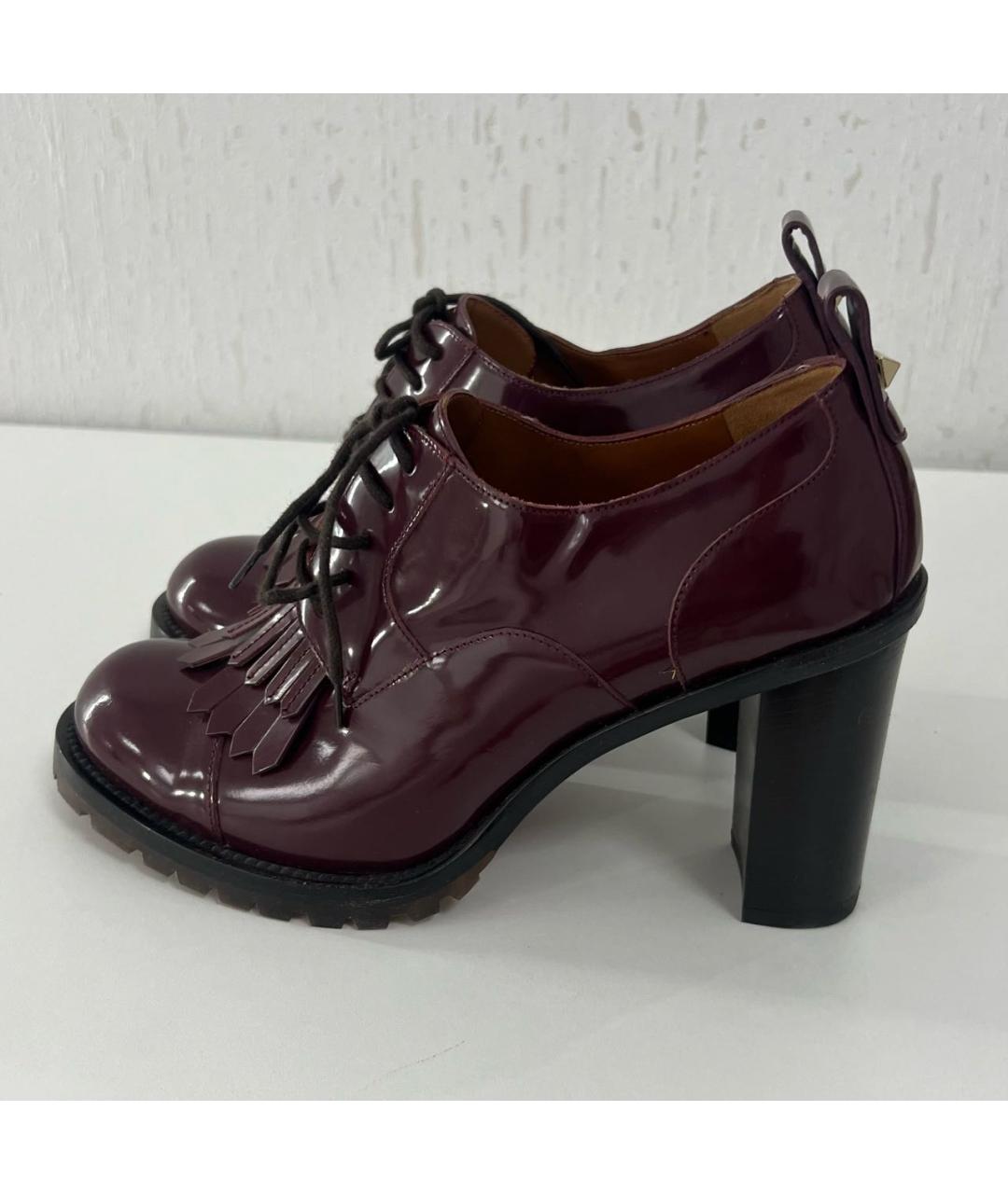 VALENTINO Бордовые кожаные ботильоны, фото 5