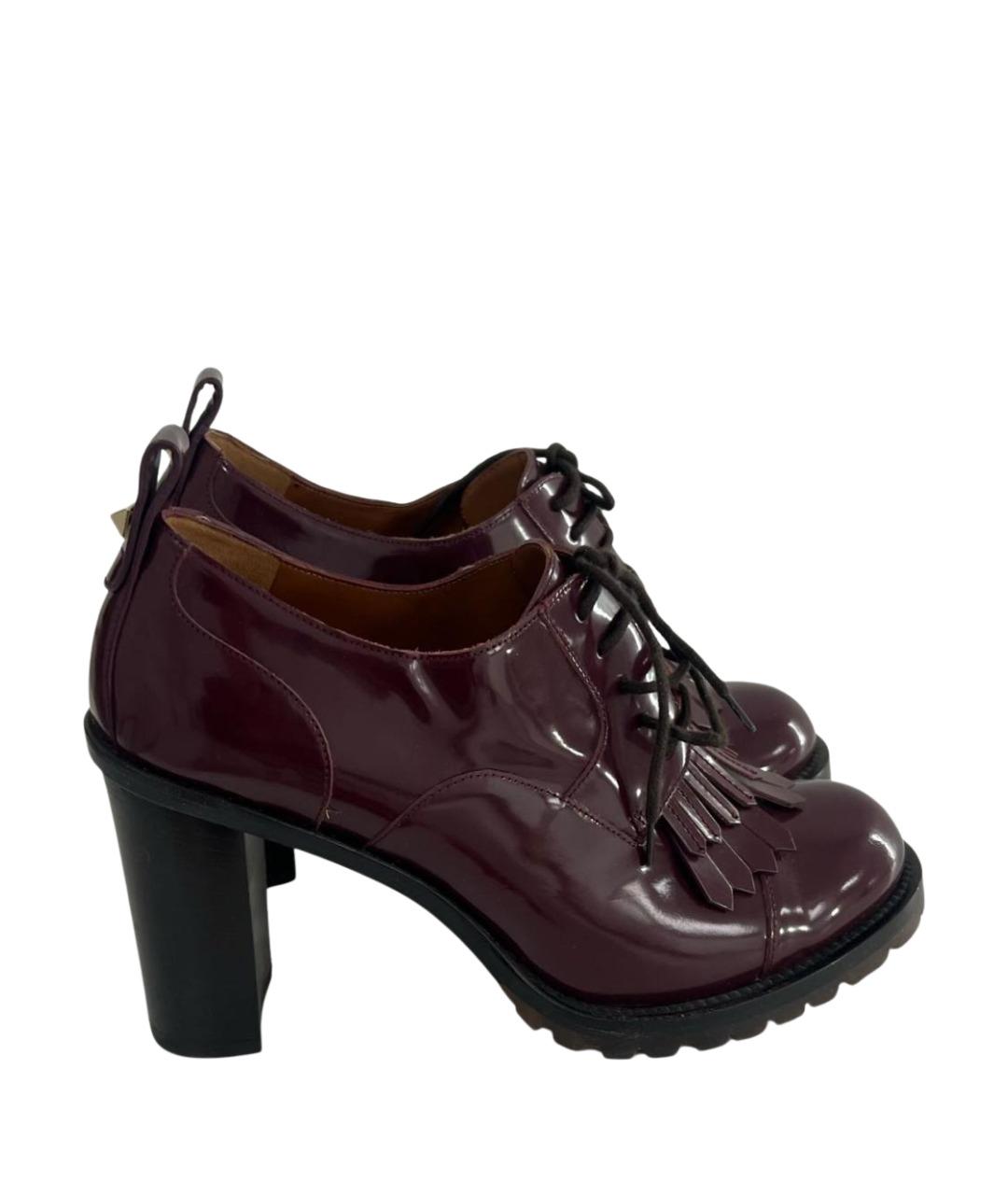 VALENTINO Бордовые кожаные ботильоны, фото 1