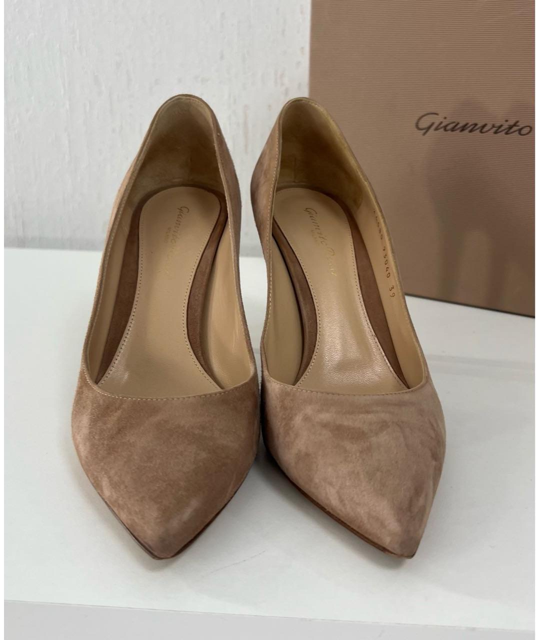 GIANVITO ROSSI Бежевые замшевые туфли, фото 2