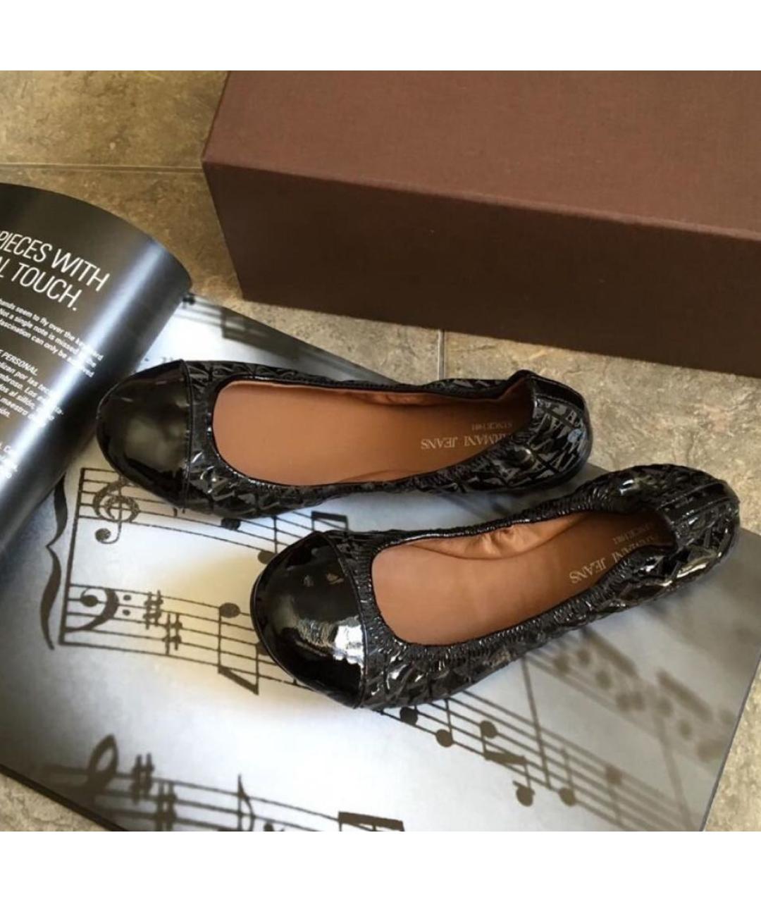 ARMANI JEANS Черные балетки из лакированной кожи, фото 8