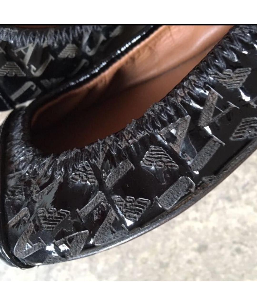 ARMANI JEANS Черные балетки из лакированной кожи, фото 7