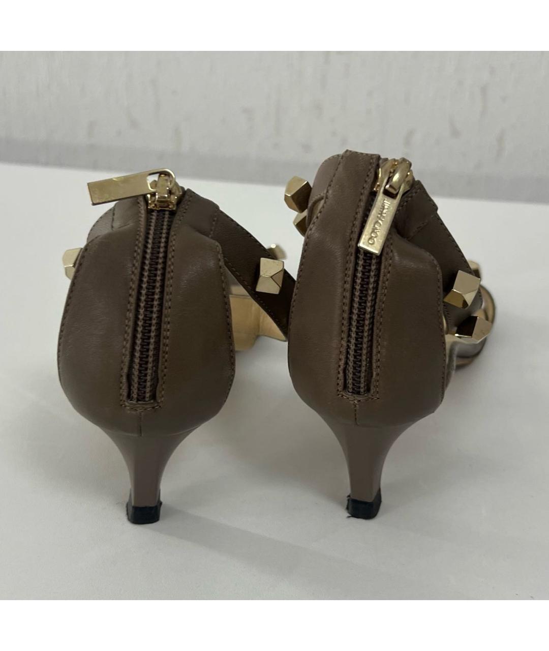 JIMMY CHOO Бежевые кожаные босоножки, фото 4