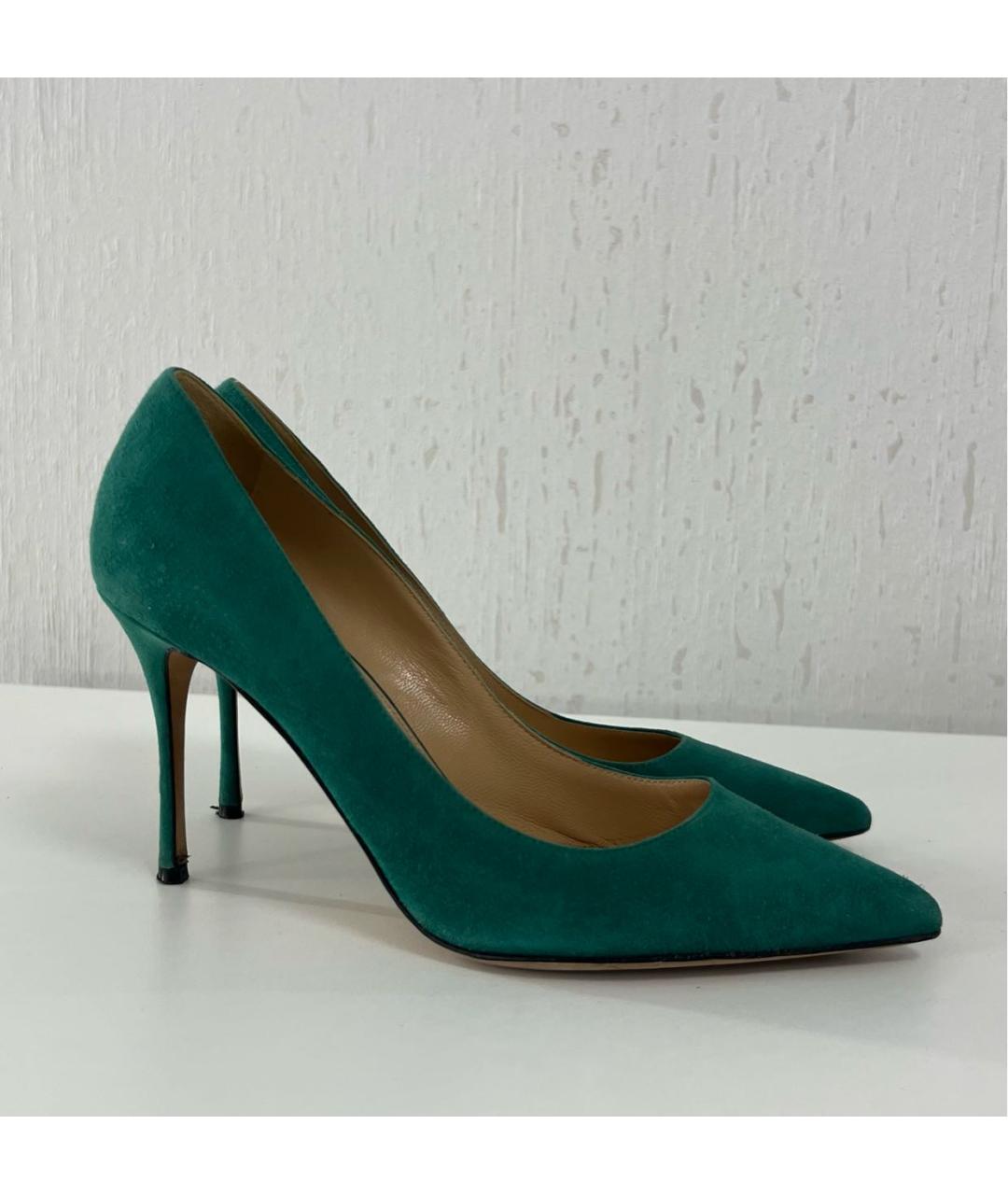 SERGIO ROSSI Зеленые замшевые туфли, фото 5