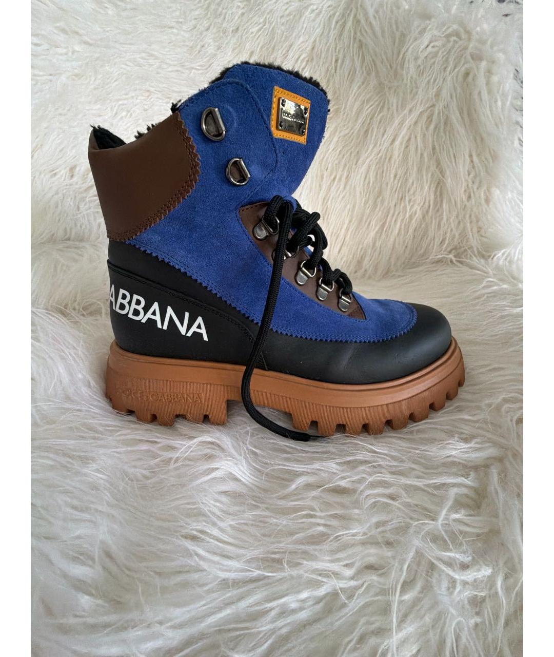 DOLCE&GABBANA Черные кожаные ботинки, фото 8