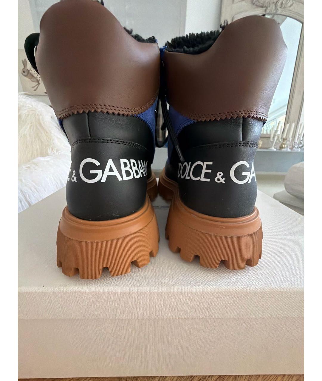 DOLCE&GABBANA Черные кожаные ботинки, фото 4