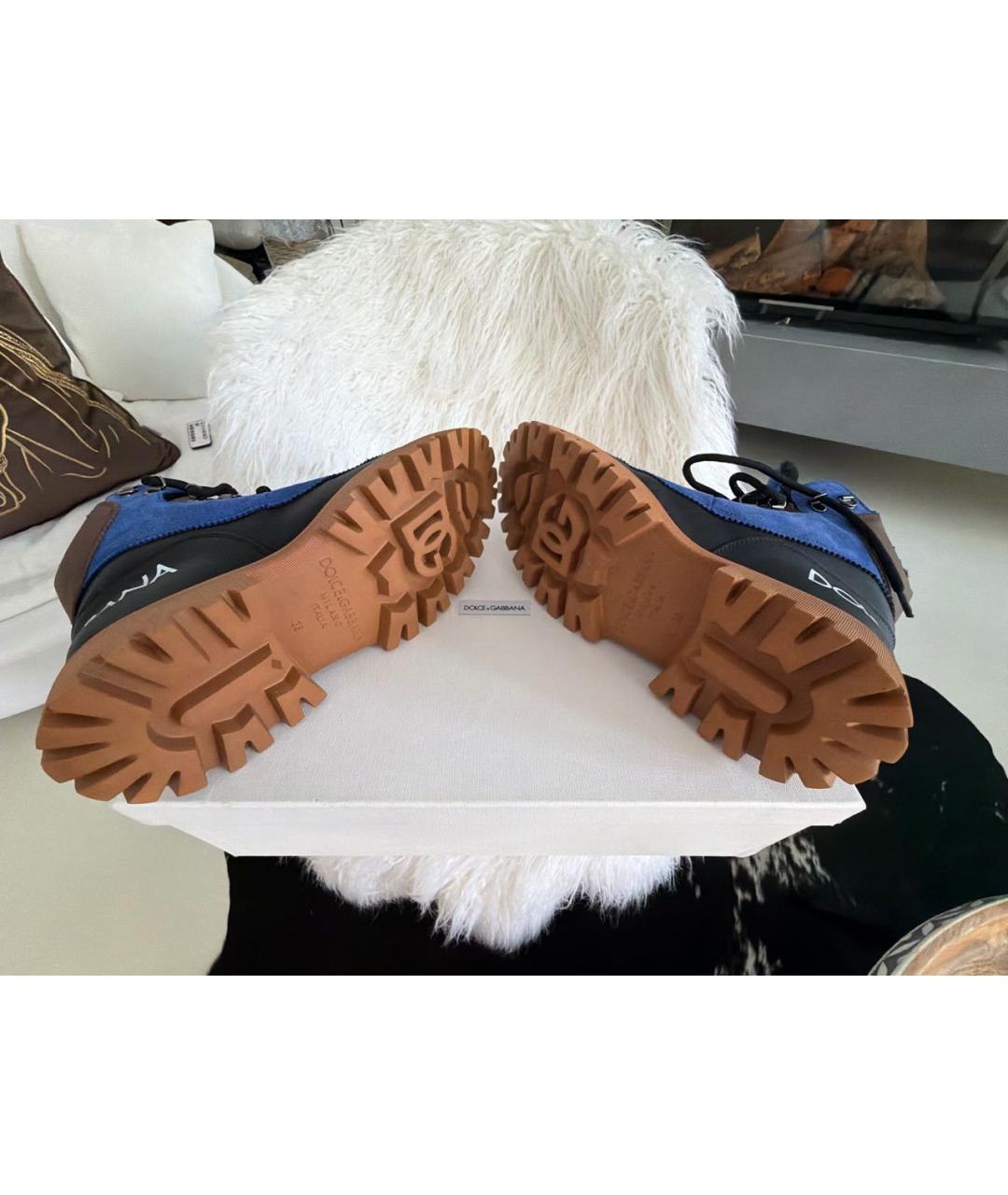 DOLCE&GABBANA Черные кожаные ботинки, фото 5