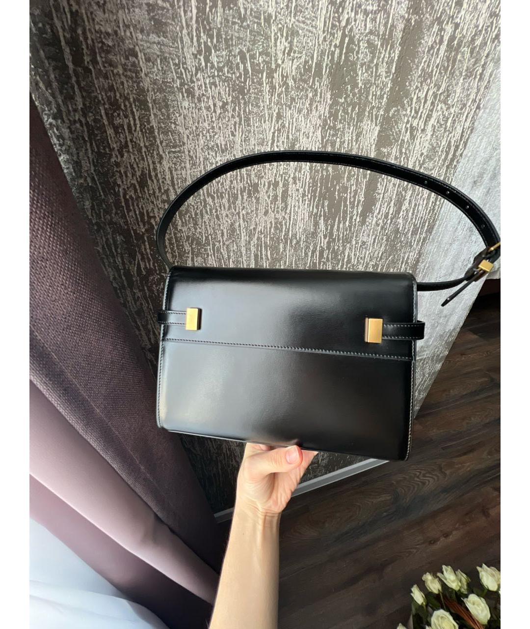 SAINT LAURENT Черная кожаная сумка через плечо, фото 3