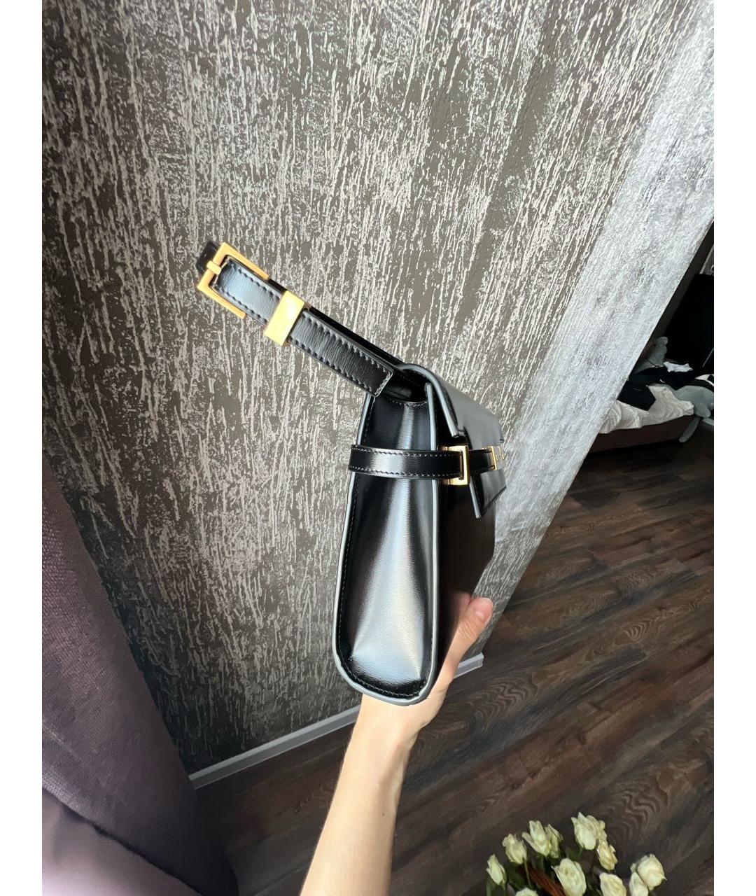 SAINT LAURENT Черная кожаная сумка через плечо, фото 2