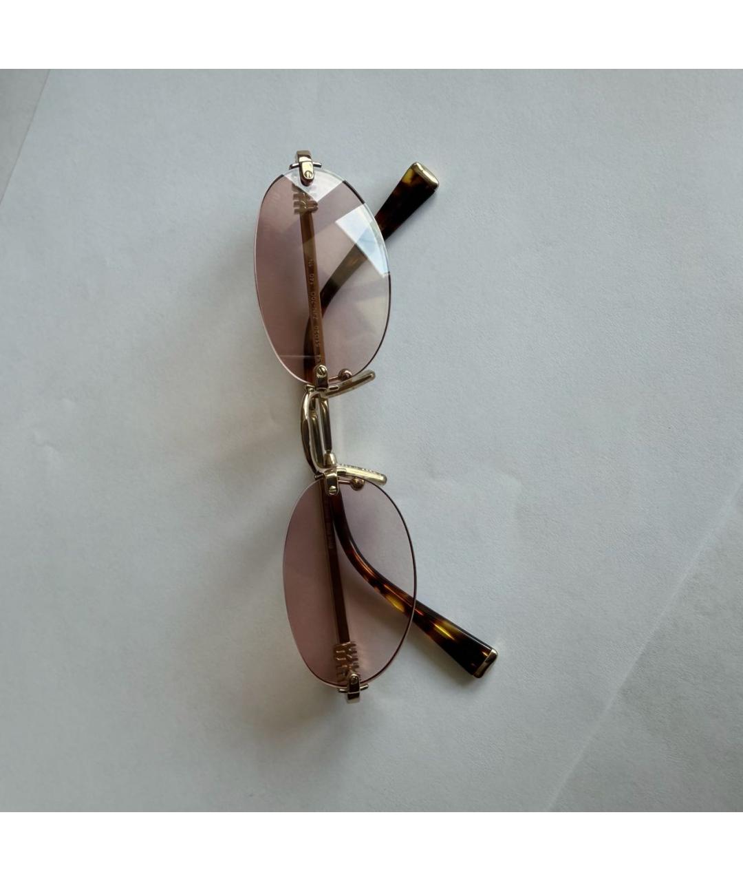 MIU MIU Розовые металлические солнцезащитные очки, фото 5