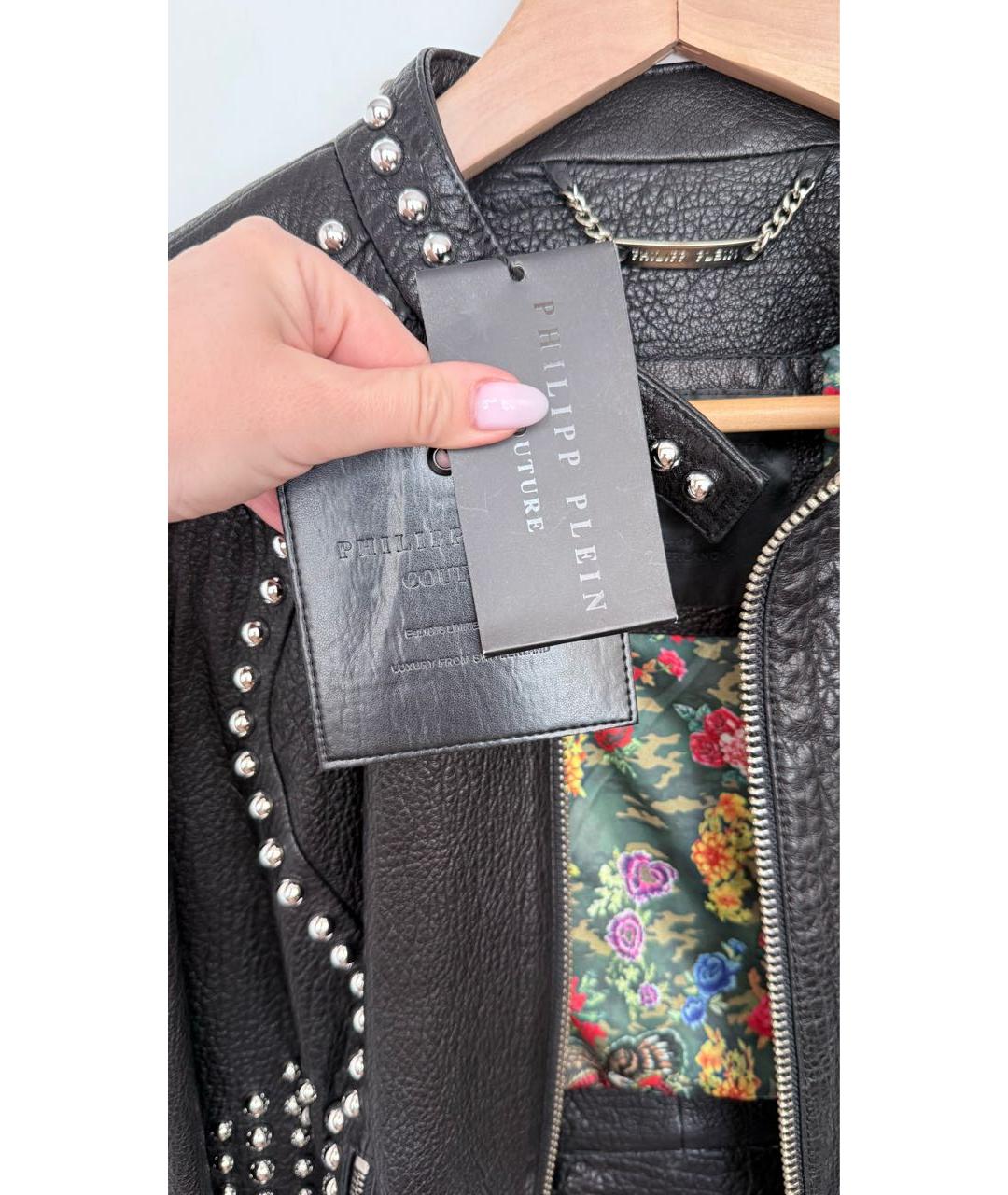 PHILIPP PLEIN Черная кожаная куртка, фото 4