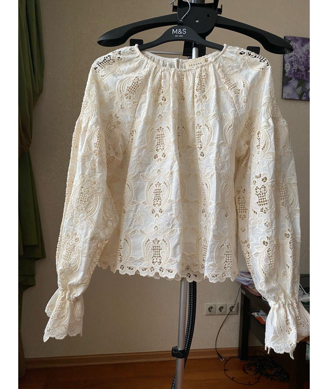 Sezane Белая хлопковая блузы, фото 8