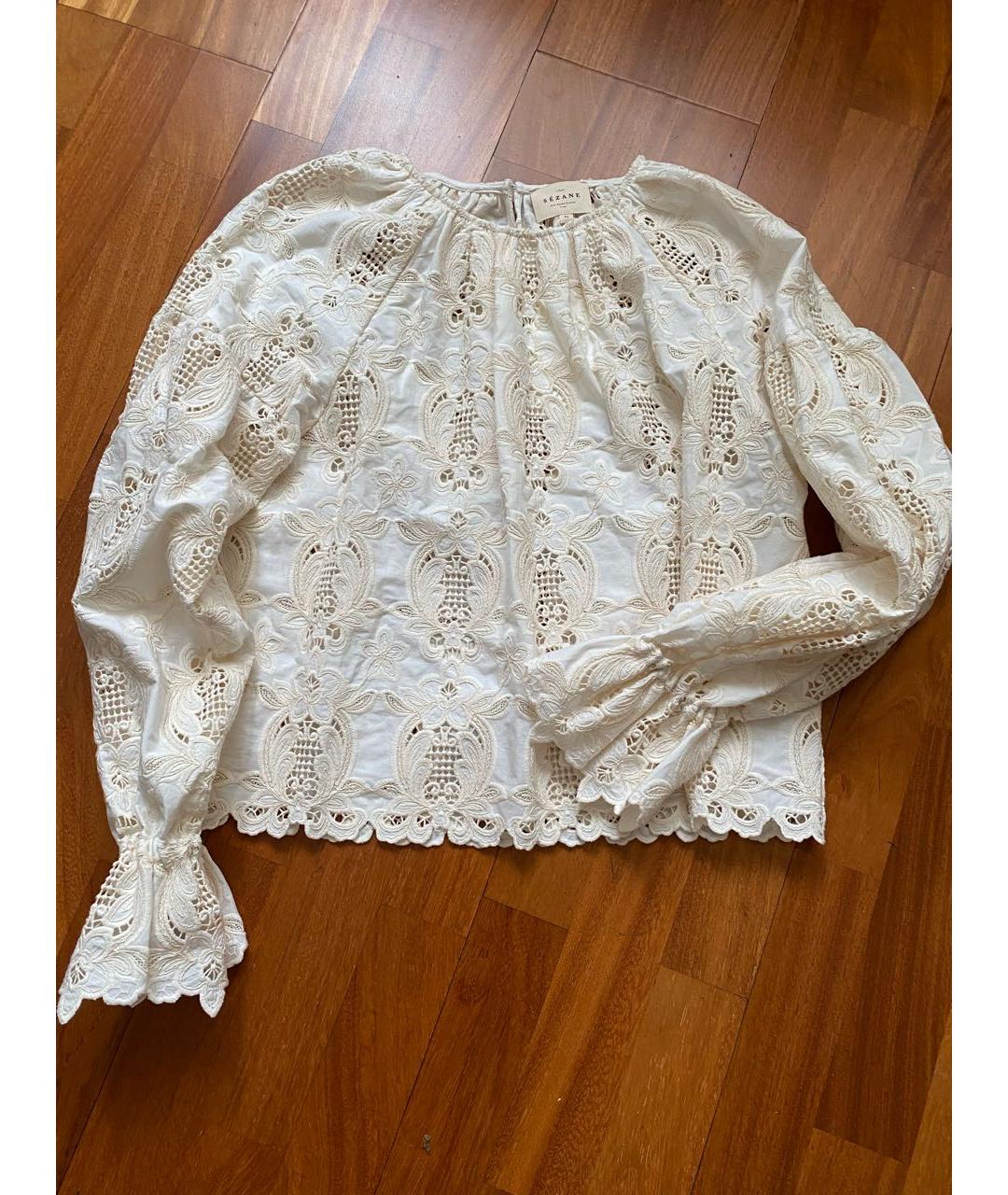 Sezane Белая хлопковая блузы, фото 5