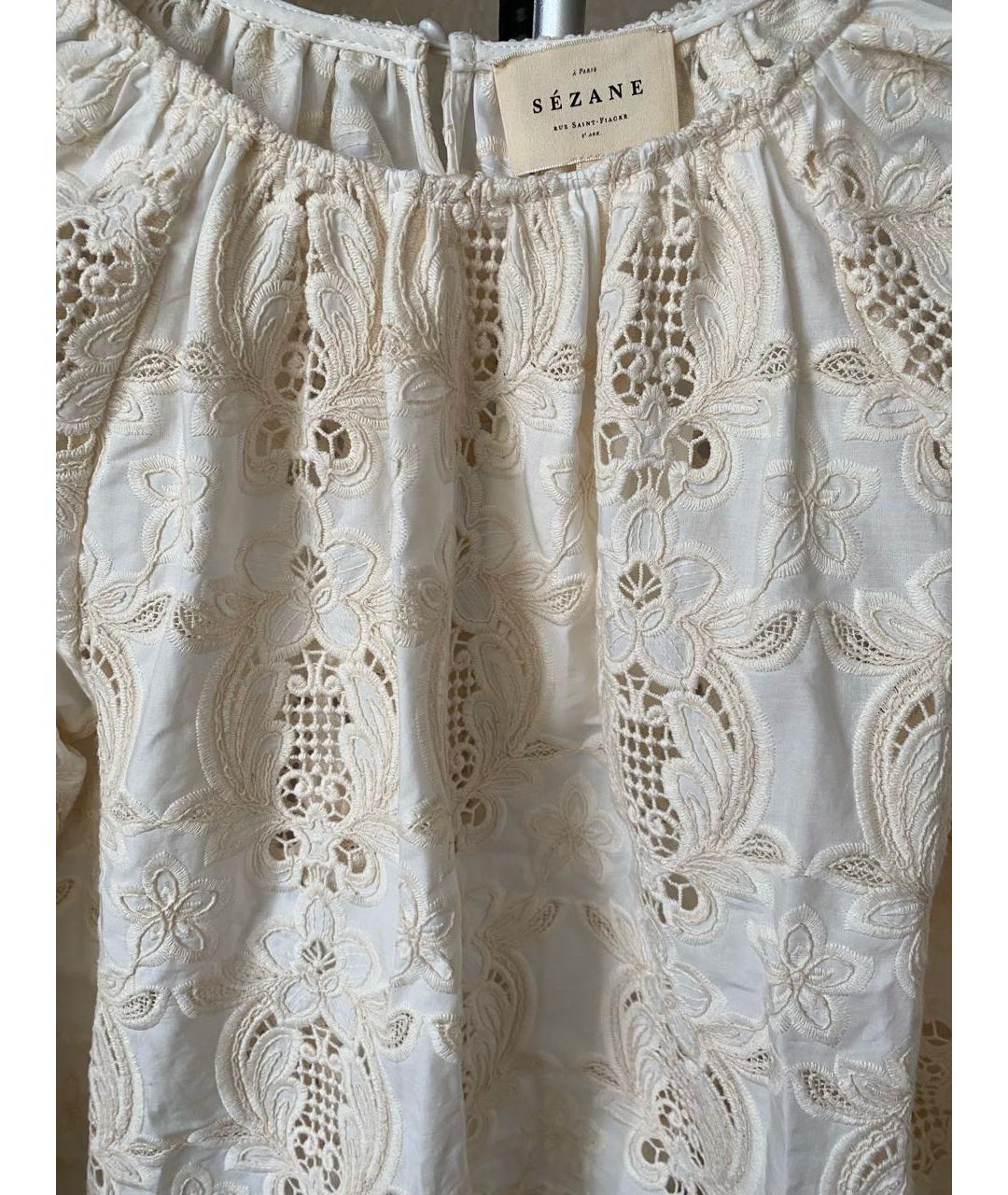 Sezane Белая хлопковая блузы, фото 4