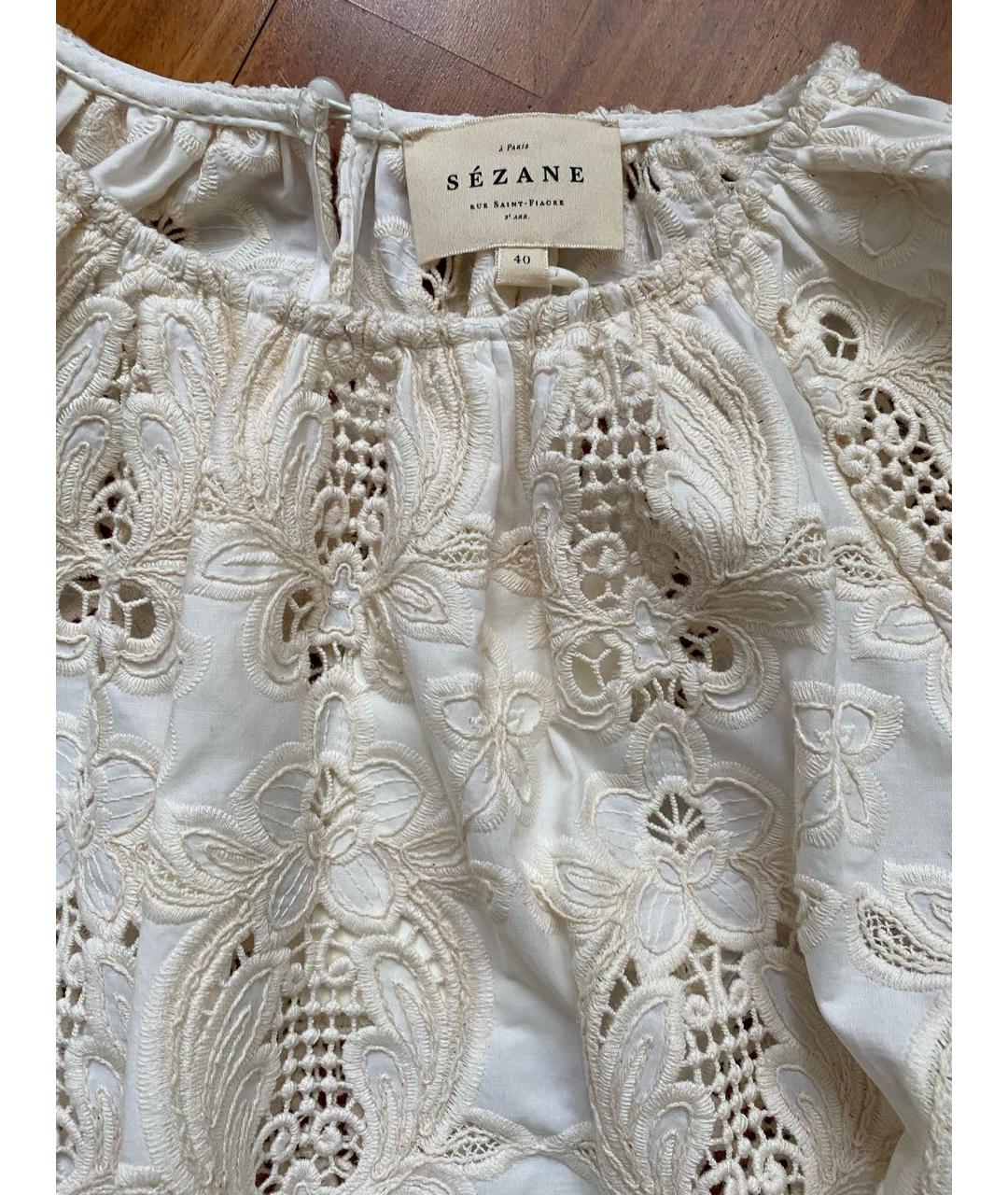 Sezane Белая хлопковая блузы, фото 3