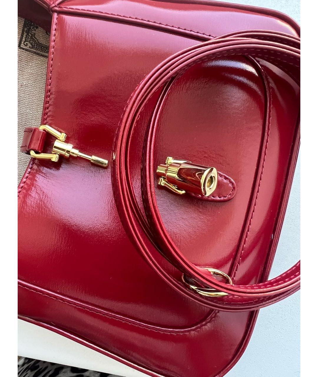 GUCCI Бордовая кожаная сумка с короткими ручками, фото 2