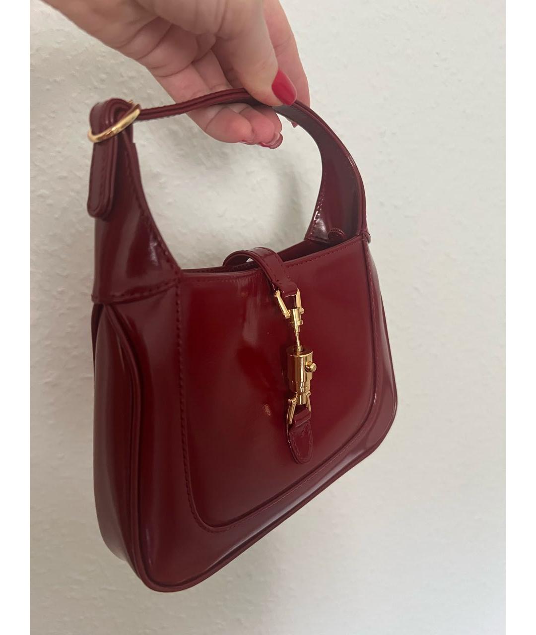 GUCCI Бордовая кожаная сумка с короткими ручками, фото 3