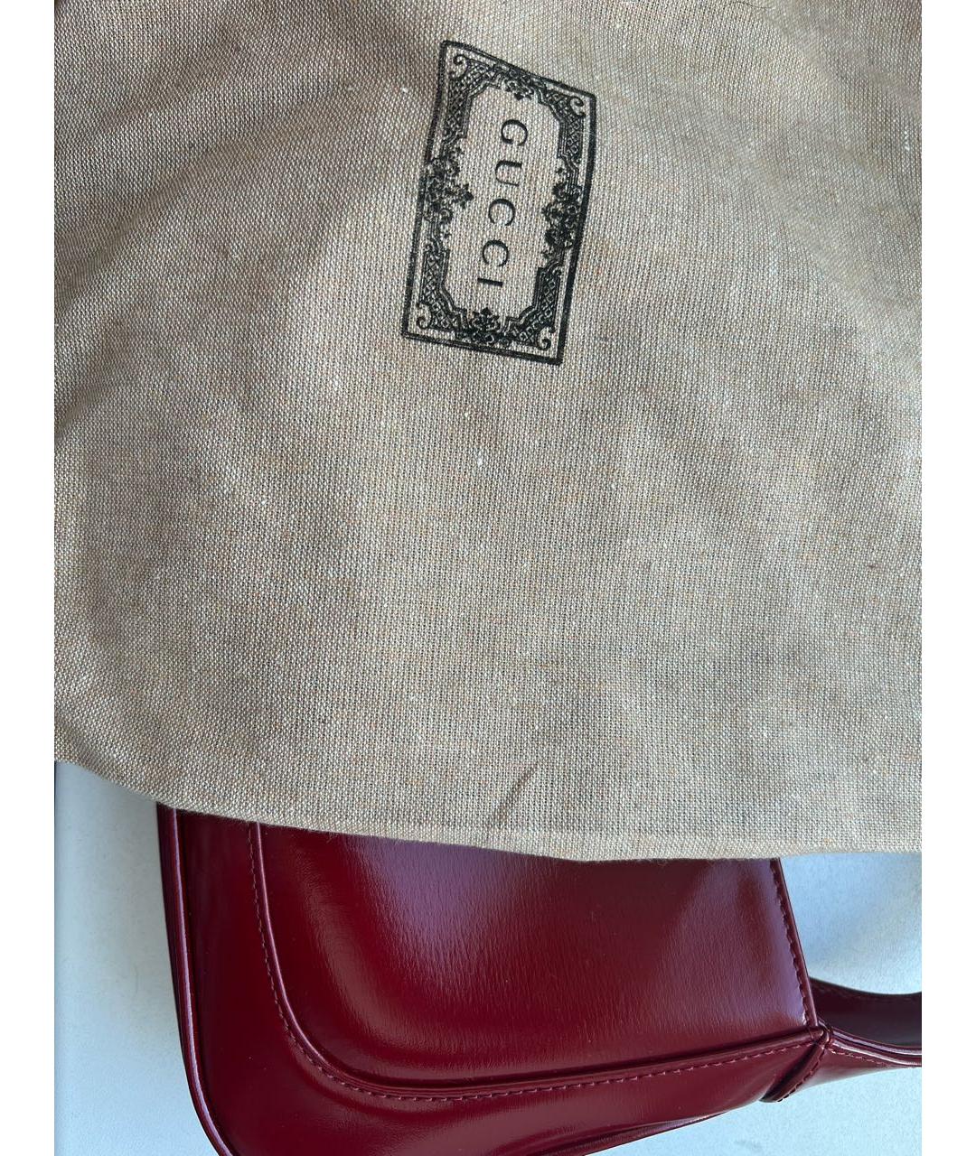 GUCCI Бордовая кожаная сумка с короткими ручками, фото 8