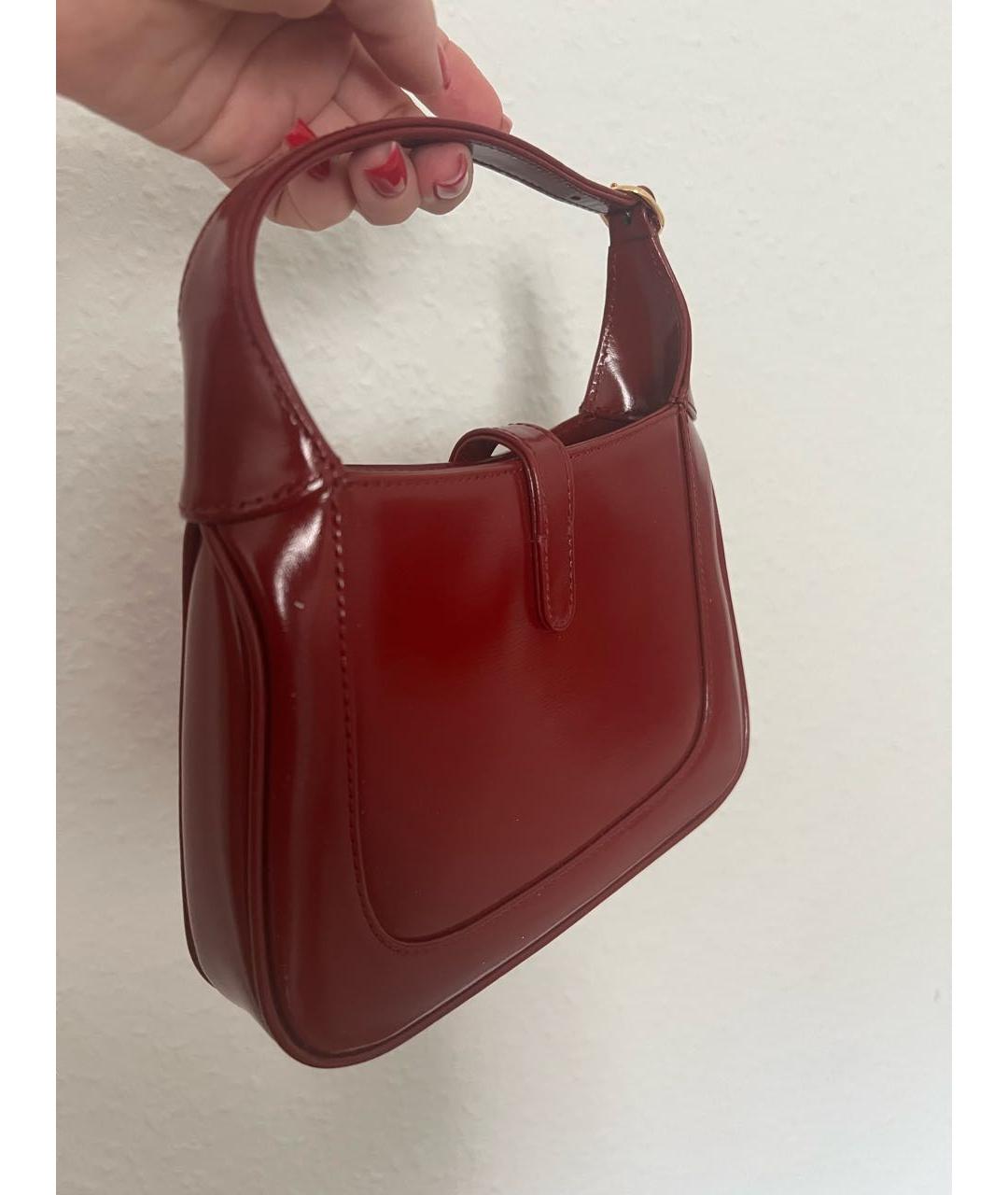 GUCCI Бордовая кожаная сумка с короткими ручками, фото 7