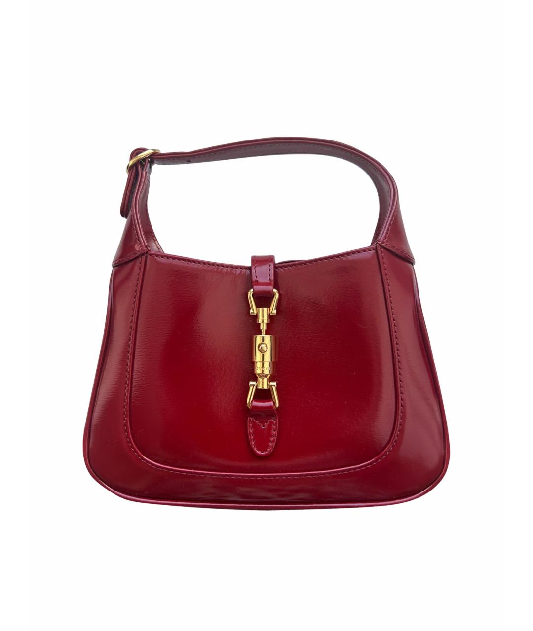 GUCCI Бордовая кожаная сумка с короткими ручками, фото 1