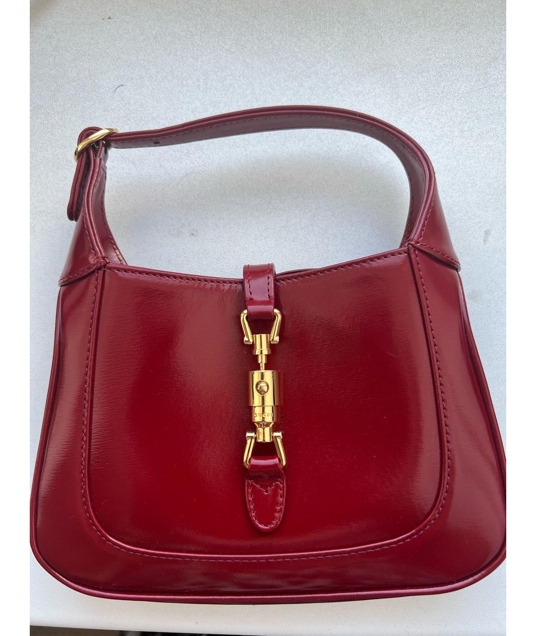 GUCCI Бордовая кожаная сумка с короткими ручками, фото 9