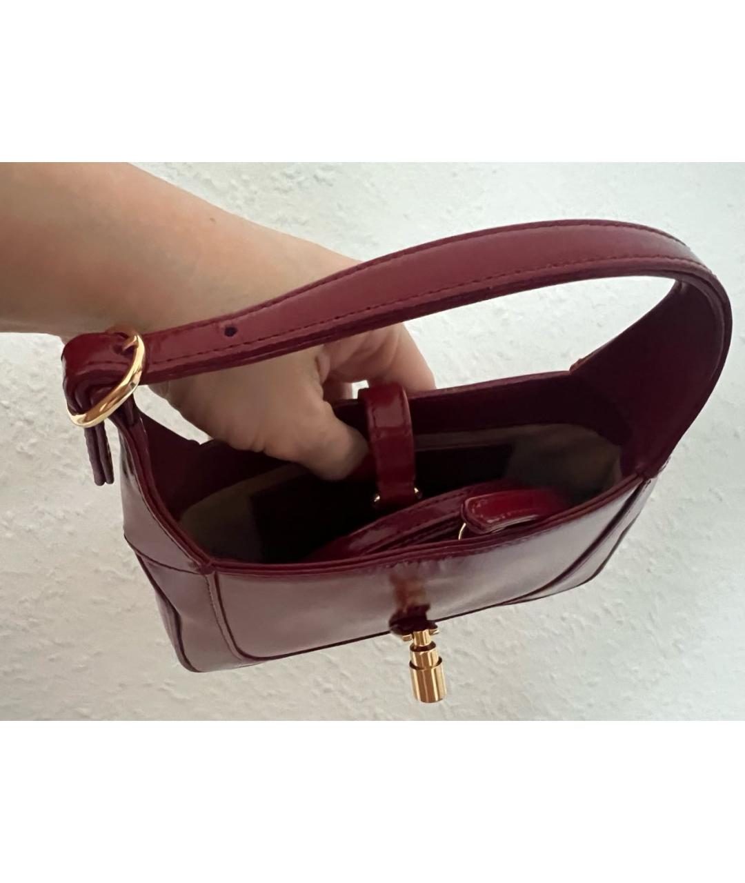 GUCCI Бордовая кожаная сумка с короткими ручками, фото 4