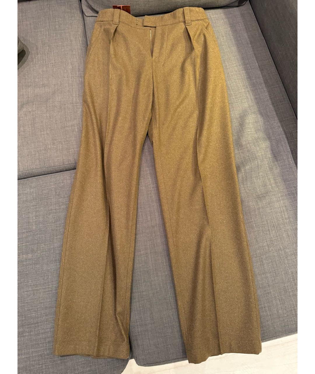 LORO PIANA Горчичные кашемировые классические брюки, фото 7