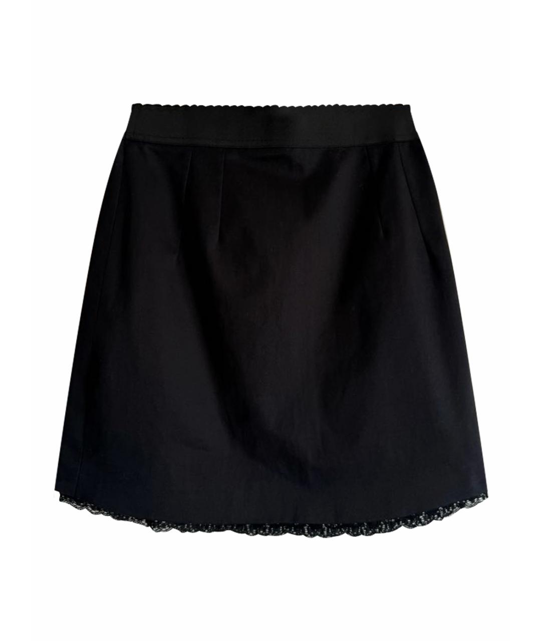 DOLCE&GABBANA Черная хлопко-эластановая юбка мини, фото 1