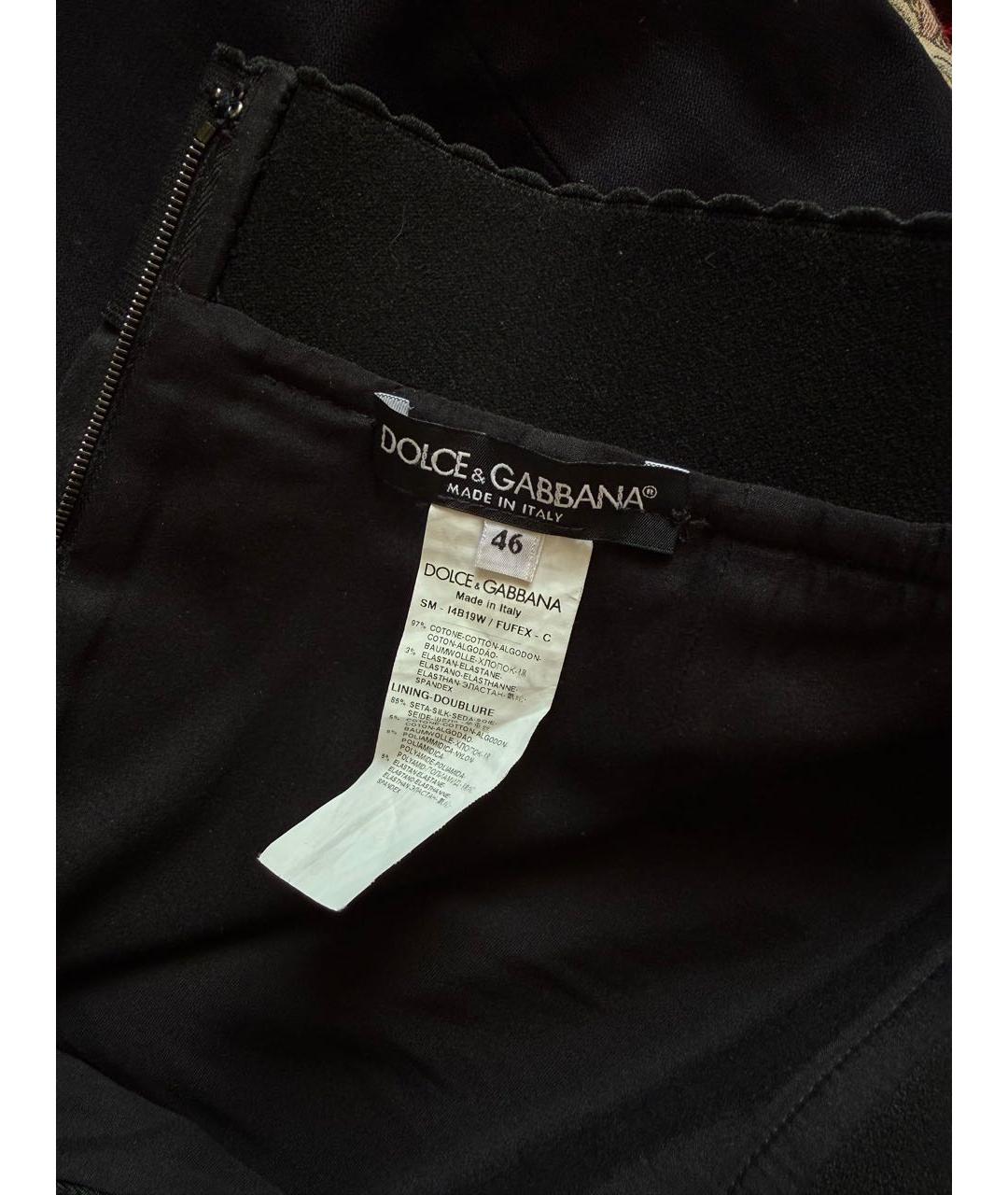 DOLCE&GABBANA Черная хлопко-эластановая юбка мини, фото 2