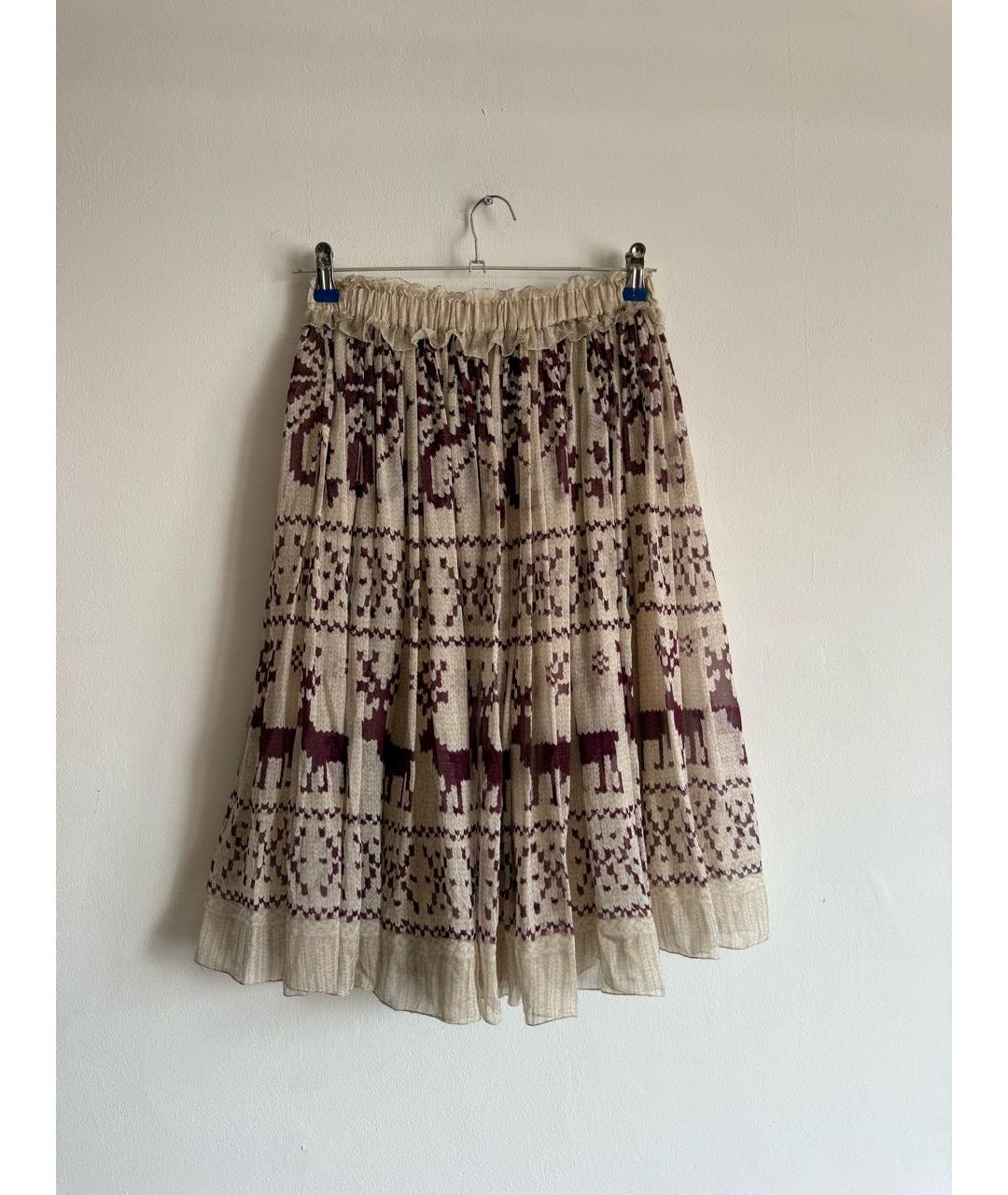 DOLCE&GABBANA Бежевая шелковая юбка миди, фото 9