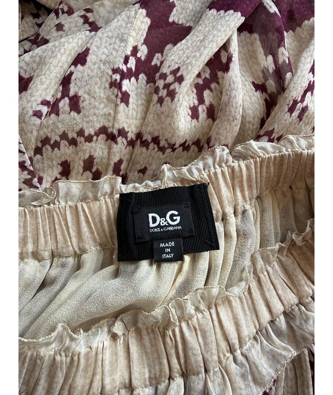 DOLCE&GABBANA Бежевая шелковая юбка миди, фото 2