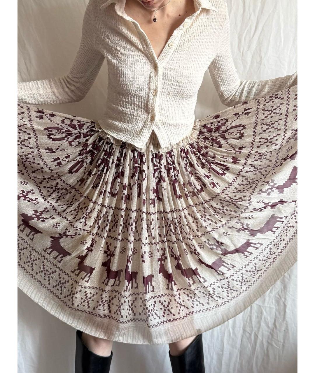 DOLCE&GABBANA Бежевая шелковая юбка миди, фото 7