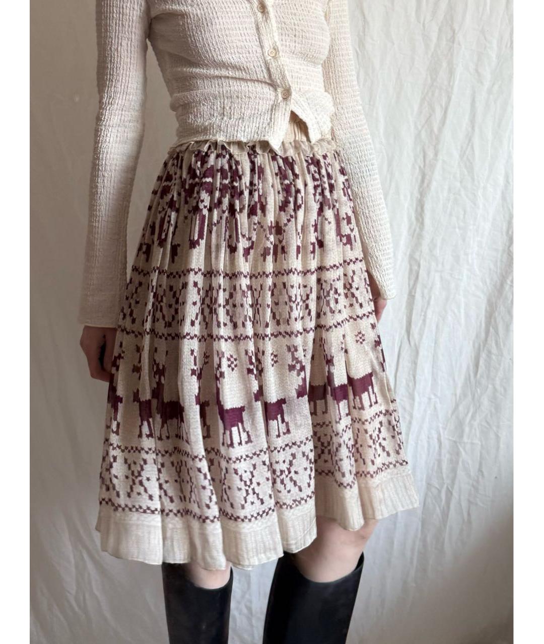 DOLCE&GABBANA Бежевая шелковая юбка миди, фото 5