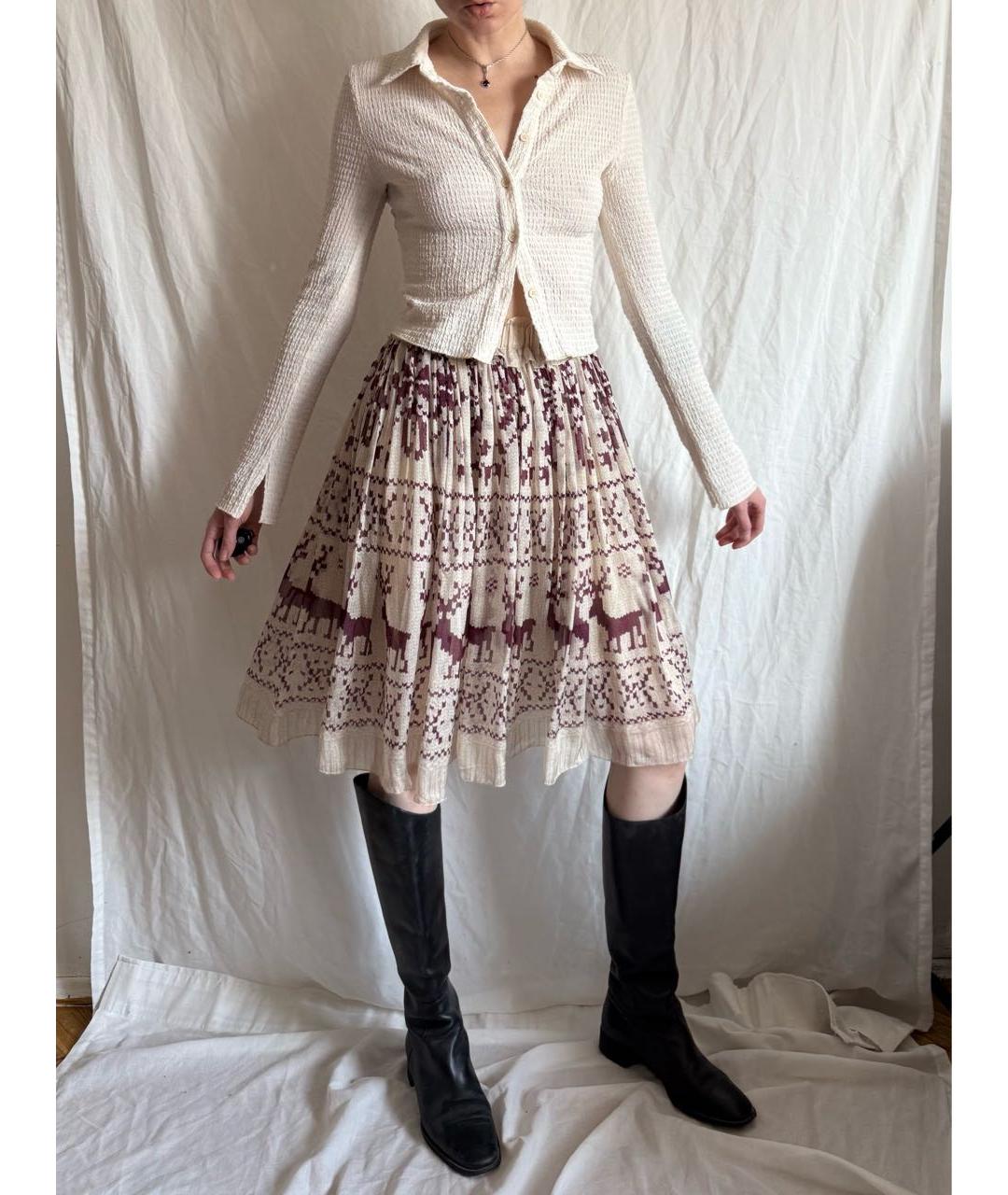 DOLCE&GABBANA Бежевая шелковая юбка миди, фото 6