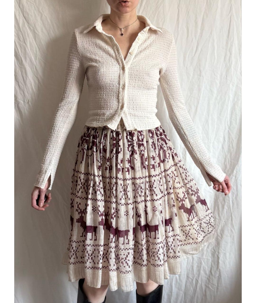 DOLCE&GABBANA Бежевая шелковая юбка миди, фото 4